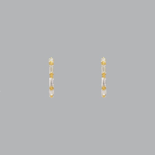 14K YELLOW GOLD STUD CZ EARRINGS SCREW BACK HUGGIE: NEW 14K YELLOW GOLD STUD EARRINGS New 14K Yellow Gold Earrings Measures: 1.5mm W x 13mm H Earrings with Cubic Zirconia Earrings have a polished finish Screw back Stamp: 14k Avg Weight: apx 1g