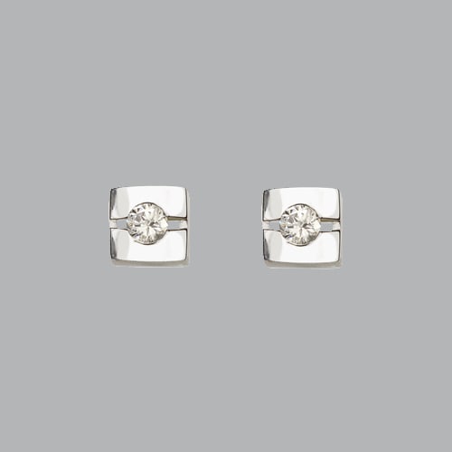 14K WHITE GOLD STUD CZ EARRINGS SCREW BACK SOLITAIRE (1 of 2)