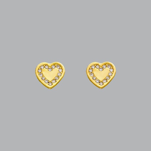 14K YELLOW GOLD GIRLS STUD CZ EARRINGS SCREW HEART: NEW 14K YELLOW GOLD STUD EARRINGS New 14K Yellow Gold Earrings Measures: 7.5mm W x 7mm H Earrings with Cubic Zirconia Earrings have a polished finish Screw back Stamp: 14k Avg Weight: apx 1g