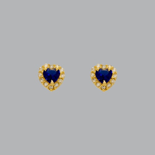 14K YELLOW GOLD STUD CZ EARRINGS BLUE HALO HEART: NEW 14K YELLOW GOLD STUD EARRINGS New 14K Yellow Gold Earrings Measures: 6mm W x 7mm H Earrings with Cubic Zirconia Earrings have a polished finish Screw back Stamp: 14k Avg Weight: apx 1g
