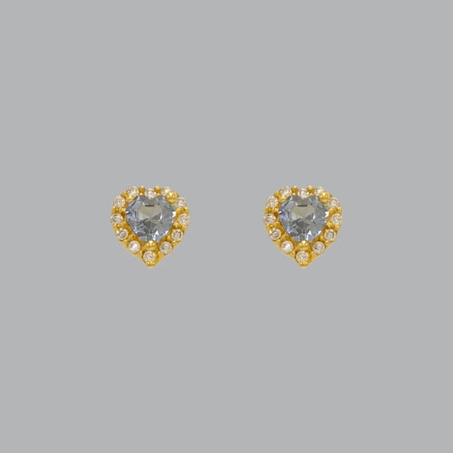 14K YELLOW GOLD STUD CZ EARRINGS LIGHT BLUE HALO HEART: NEW 14K YELLOW GOLD STUD EARRINGS New 14K Yellow Gold Earrings Measures: 6mm W x 7mm H Earrings with Cubic Zirconia Earrings have a polished finish Screw back Stamp: 14k Avg Weight: apx 1g