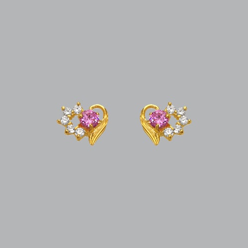 14K YELLOW GOLD GIRLS CZ EARRINGS SCREW BACK PINK HEART: NEW 14K YELLOW GOLD STUD EARRINGS New 14K Yellow Gold Earrings Measures: 8mm W x 7mm H Earrings with Cubic Zirconia Earrings have a polished finish Screw back Stamp: 14k Avg Weight: APX 1g
