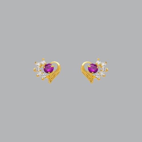 14K YELLOW GOLD CZ EARRINGS SCREW BACK RED HEART: NEW 14K YELLOW GOLD STUD EARRINGS New 14K Yellow Gold Earrings Measures: 8mm W x 7mm H Earrings with Cubic Zirconia Earrings have a polished finish Screw back Stamp: 14k Avg Weight: APX 1g