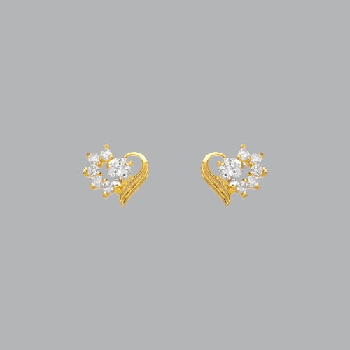 14K YELLOW GOLD CZ GIRLS EARRINGS SCREW BACK HEART: NEW 14K YELLOW GOLD STUD EARRINGS New 14K Yellow Gold Earrings Measures: 8mm W x 7mm H Earrings with Cubic Zirconia Earrings have a polished finish Screw back Stamp: 14k Avg Weight: APX 1g
