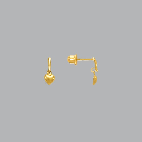 14K YELLOW GOLD DANGLE EARRINGS HEART SCREW BACK: NEW 14K YELLOW GOLD EARRINGS New 14K Yellow Gold Earrings Measures: 4mm W x 8mm H Stud Earrings Earrings have a polished finish Screw back Stamp: 14k Avg Weight: under 1g