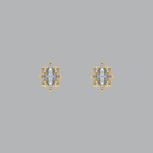 14K YELLOW GOLD STUD CZ EARRINGS SCREW BACK LIGHT BLUE: NEW 14K YELLOW GOLD STUD EARRINGS New 14K Yellow Gold Earrings Measures: 6mm W x 8mm H Stud Earrings with Cubic Zirconia Earrings have a polished finish Screw back Stamp: 14k Avg Weight: apx 1g
