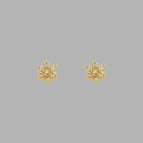 14K YELLOW GOLD GIRLS STUD CZ EARRINGS SCREW BACK (1 of 2)