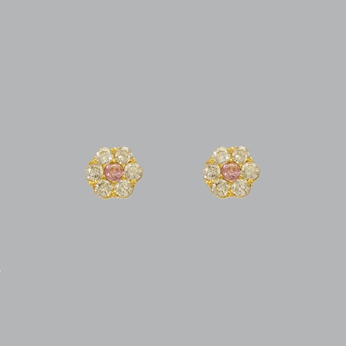 14K YELLOW GOLD STUD CZ EARRINGS SCREW BACK HALO PINK: NEW 14K YELLOW GOLD STUD EARRINGS New 14K Yellow Gold Earrings Measures: 5mm in diameter Stud Earrings with Cubic Zirconia Earrings have a polished finish Screw back Stamp: 14k Avg Weight: under 1g
