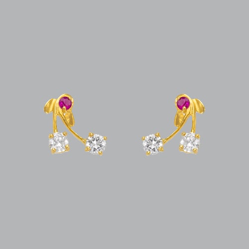 14K YELLOW GOLD STUD CZ EARRINGS SCREW BACK CHERRY: NEW 14K YELLOW GOLD STUD EARRINGS New 14K Yellow Gold Earrings Measures: 7mm W x 12mm H Stud Earrings with Cubic Zirconia Earrings have a polished finish Screw back Stamp: 14k Avg Weight: apx 1g