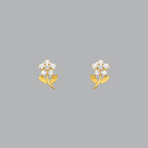 14K YELLOW GOLD STUD CZ EARRINGS SCREW BACK FLOWER: NEW 14K YELLOW GOLD STUD EARRINGS New 14K Yellow Gold Earrings Measures: 6mm W x 9mm H Stud Earrings with Cubic Zirconia Earrings have a polished finish Screw back Stamp: 14k Avg Weight: apx 1g