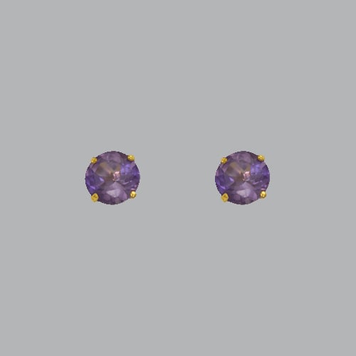 14K YELLOW GOLD STUD CZ EARRINGS PURPLE 4mm: NEW 14K YELLOW GOLD STUD EARRINGS New 14K Yellow Gold Earrings Measures: 4mm Stud earrings with cubic zirconia Earrings have a polished finish Stamp: 14k Avg Weight: apx 1 gram