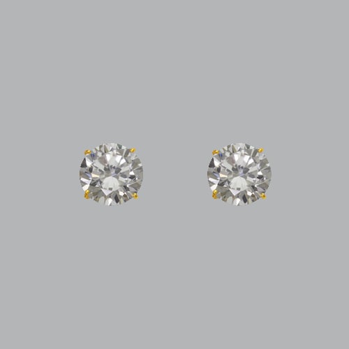 NEW 14K YELLOW GOLD STUD CZ EARRINGS 5mm (1 of 2)