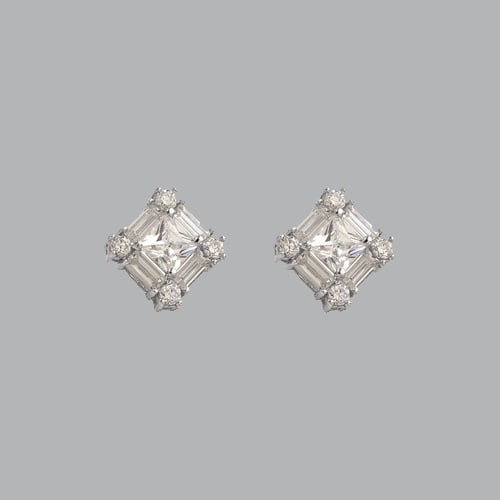 NEW 14K WHITE GOLD LADIES FANCY STUD CZ EARRINGS (1 of 2)