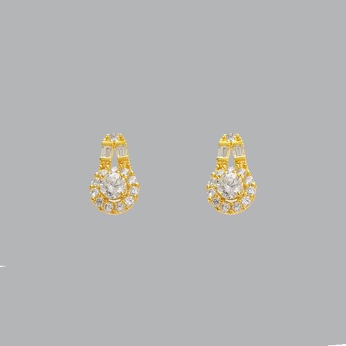 NEW 14K YELLOW GOLD LADIES FANCY STUD CZ EARRINGS (1 of 2)