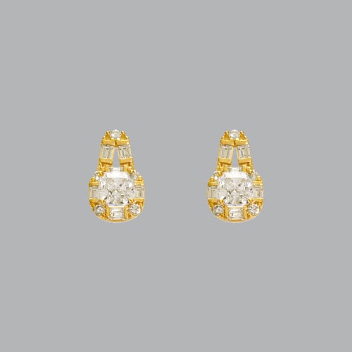 NEW 14K YELLOW GOLD LADIES FANCY STUD CZ EARRINGS (1 of 2)