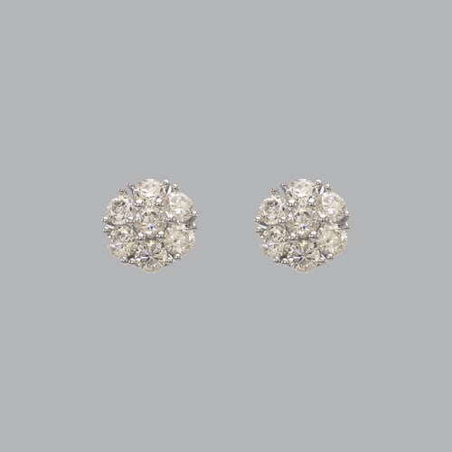 14K WHITE GOLD FANCY STUD CZ EARRINGS FLOWER CLUSTER: NEW 14K WHITE GOLD STUD EARRINGS New 14K White Gold Earrings Measures: 9mm W x 9mm H Stud Earrings with Cubic Zirconia Earrings have a polished finish Push back Stamp: 14k Avg Weight: 2g