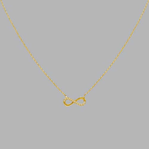 14K YELLOW GOLD LADIES FANCY CZ NECKLACE INFINITY (1 of 2)