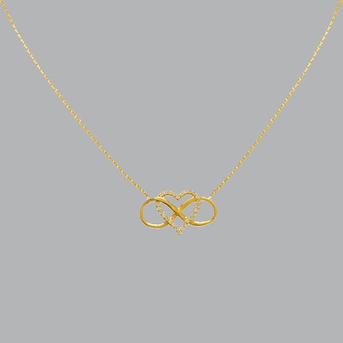14K YELLOW GOLD LADIES FANCY CZ NECKLACE INFINITY HEART (1 of 2)