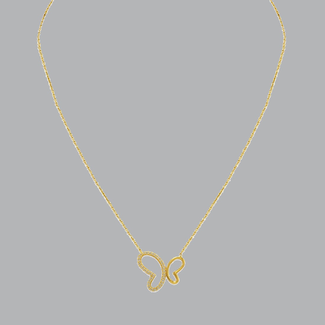 14K YELLOW GOLD LADIES FANCY CZ NECKLACE BUTTERFLY (1 of 2)