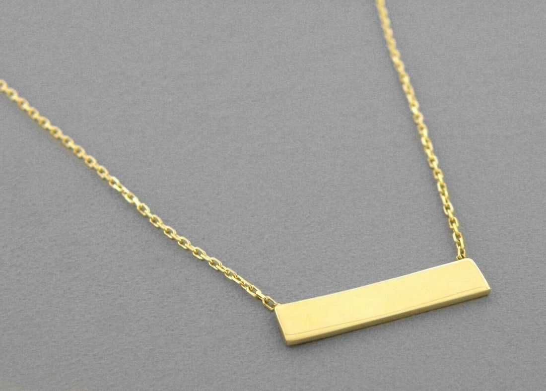 NEW 14K YELLOW GOLD LADIES FANCY NECKLACE 16" ID BAR (1 of 2)