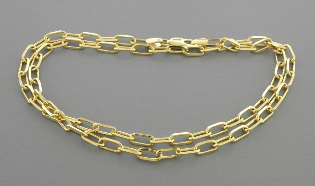 14K YELLOW GOLD OVAL LINK CHAIN NECKLACE 3mm - 18\" (1 of 2)