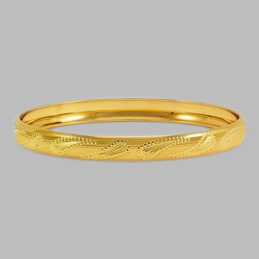 14K YELLOW GOLD LADIES DIAMOND CUT BANGLE BRACELET 8mm (1 of 2)