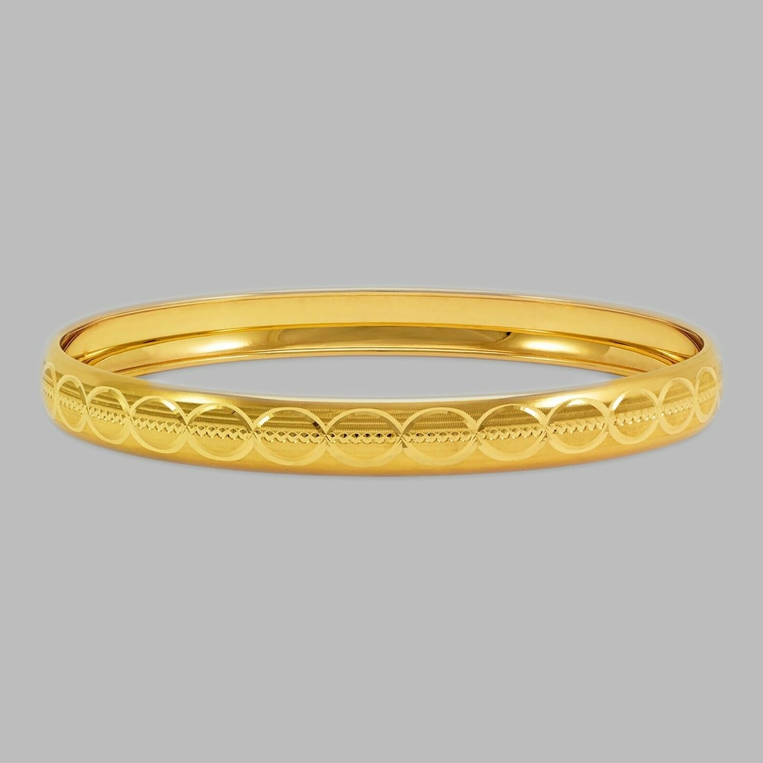 14K YELLOW GOLD LADIES DIAMOND CUT BANGLE BRACELET 8mm (1 of 2)