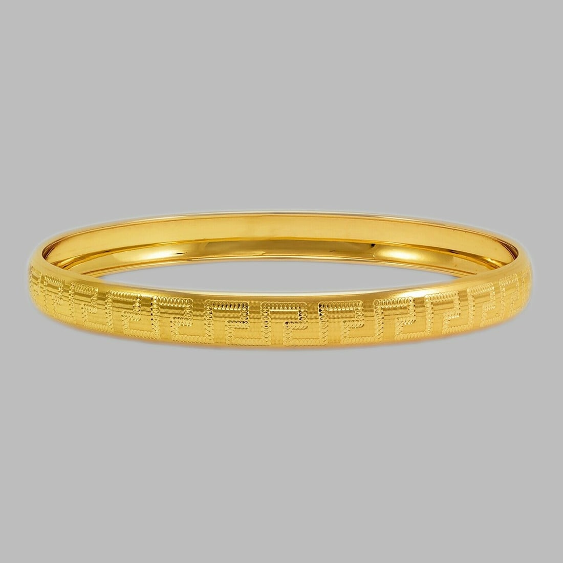 14K YELLOW GOLD LADIES DIAMOND CUT BANGLE BRACELET 8mm (1 of 2)