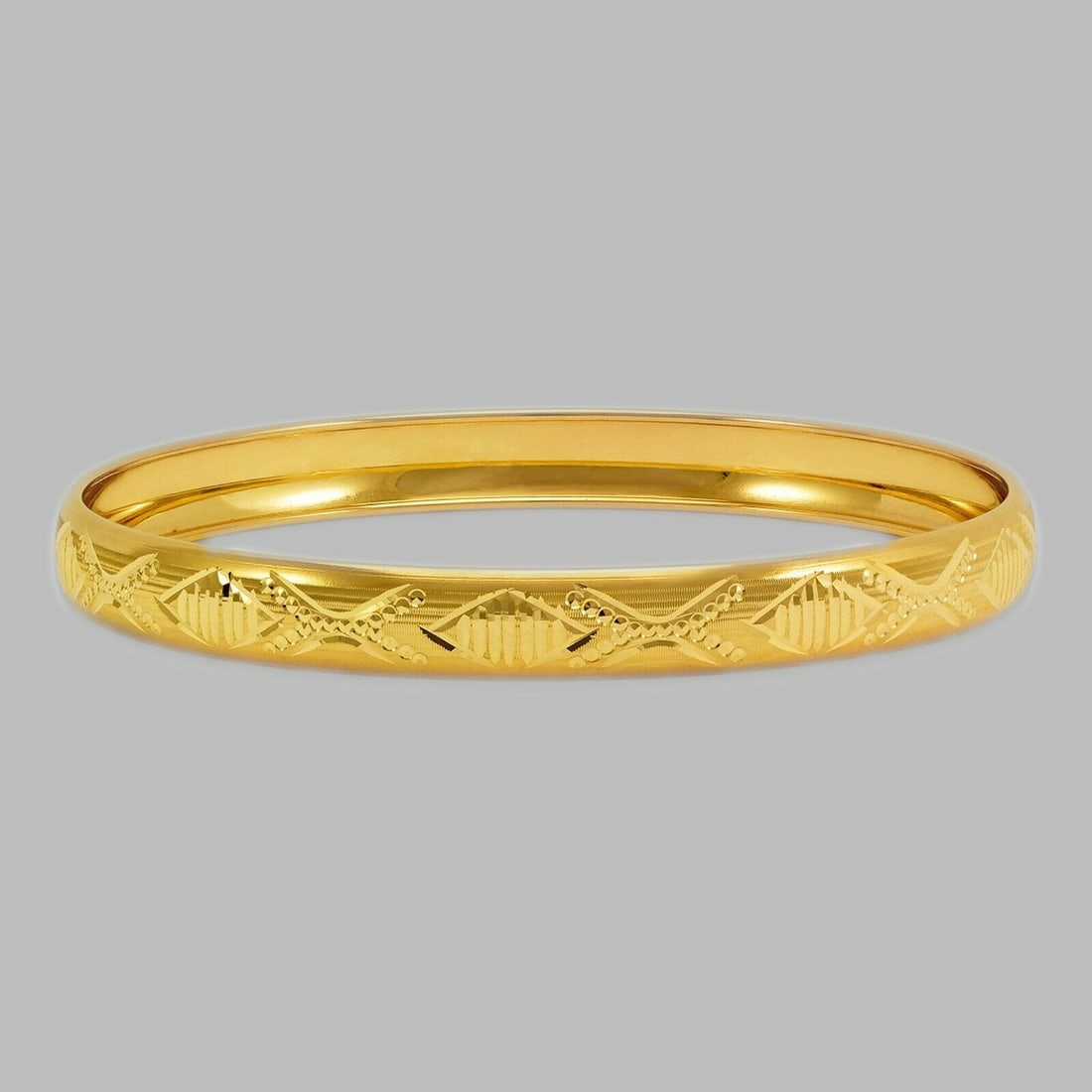 14K YELLOW GOLD LADIES DIAMOND CUT BANGLE BRACELET 8mm (1 of 2)