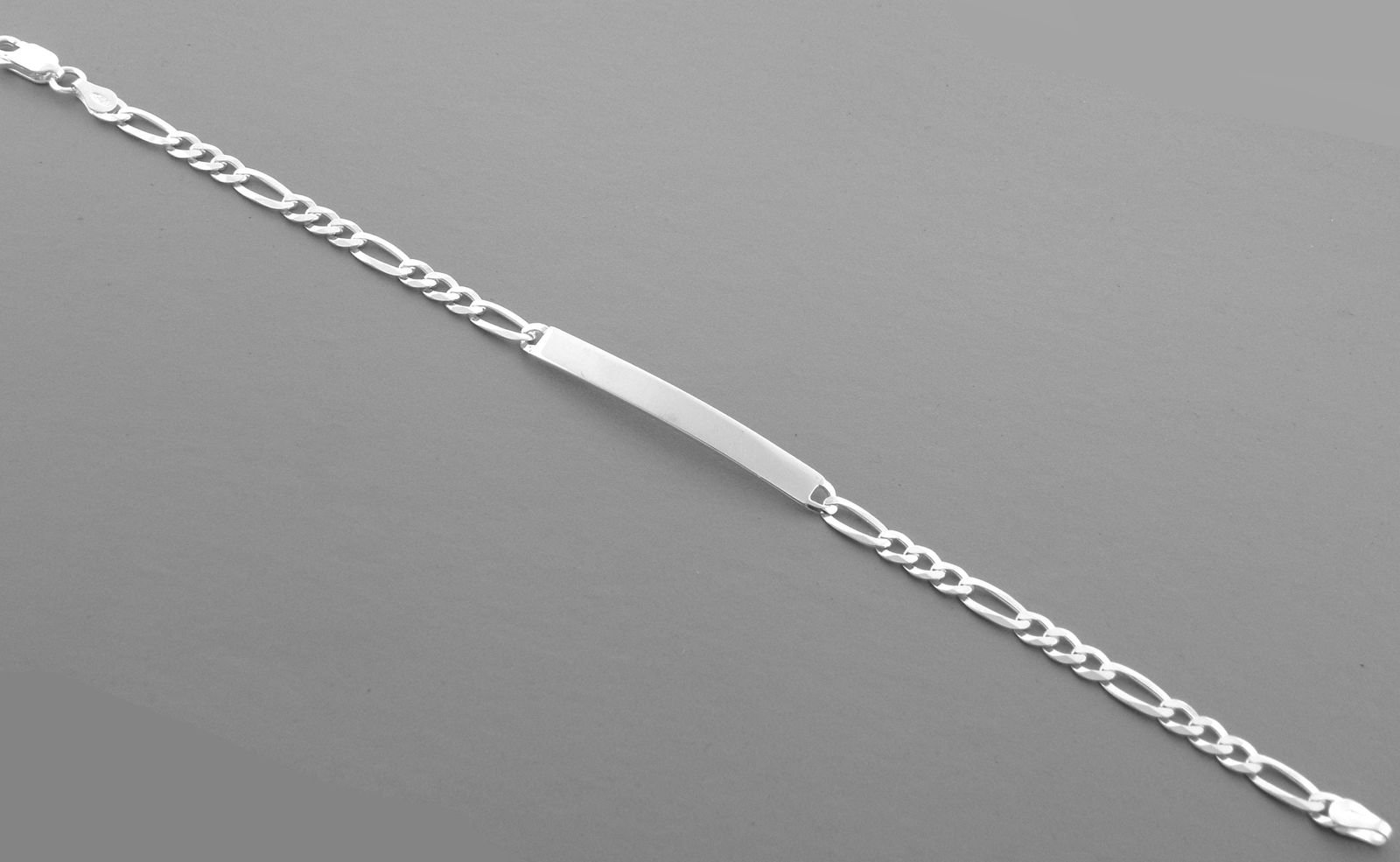 NEW STERLING SILVER ID BRACELET 5mm WIDE FIGARO (1 of 2)