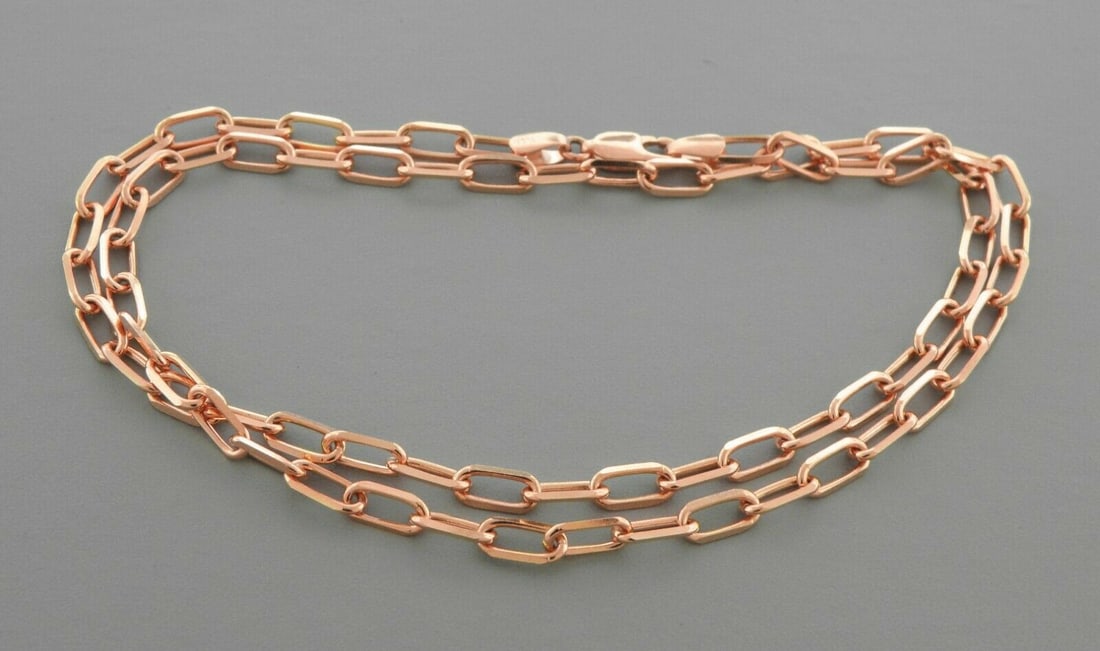 14K ROSE GOLD OVAL LINK CHAIN NECKLACE 3.5mm - 20" (1 of 2)