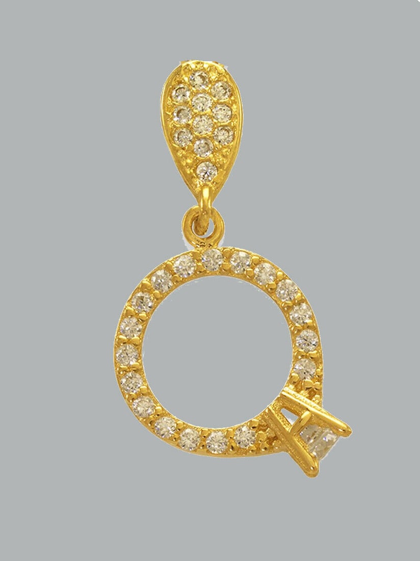NEW 14K YELLOW GOLD CZ CHARM PENDANT ENGAGEMENT RING: NEW 14K YELLOW GOLD CZ ENGAGEMENT RING PENDANT New 14K Yellow Gold pendant Pendant measures 12x15mm Set with cubic zirconia Polished finish Stamp: 14k Apx Weight: 0.9g