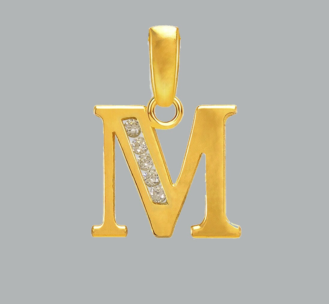 NEW 14K YELLOW GOLD CZ FANCY CHARM PENDANT INITIAL M: NEW 14K YELLOW GOLD CZ INITIAL PENDANT New 14K Yellow Gold pendant Pendant measures 10x10mm Set with cubic zirconia Polished finish Stamp: 14k Apx Weight: 0.7g