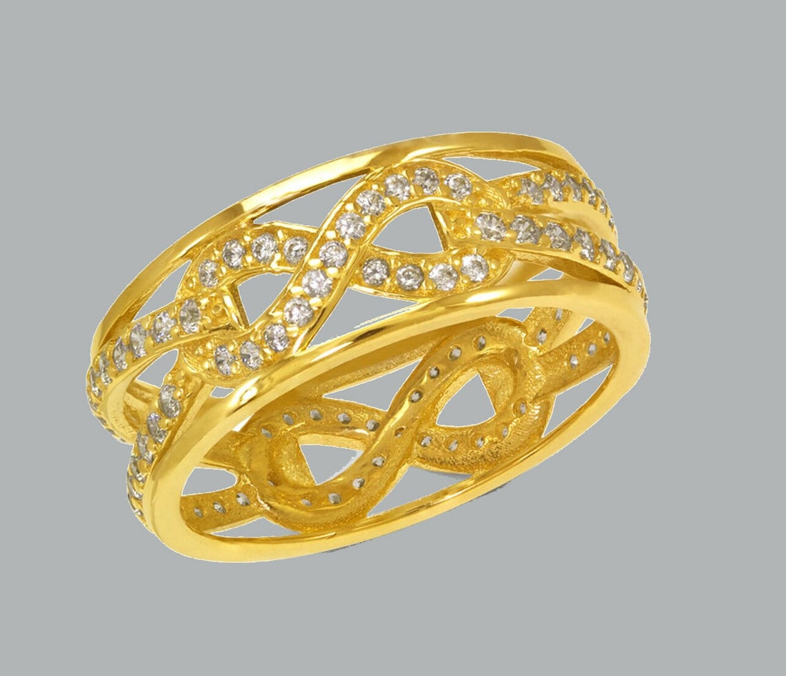 14K YELLOW GOLD ETERNITY CZ BAND RING INFINITY SIZE 6 (1 of 1)