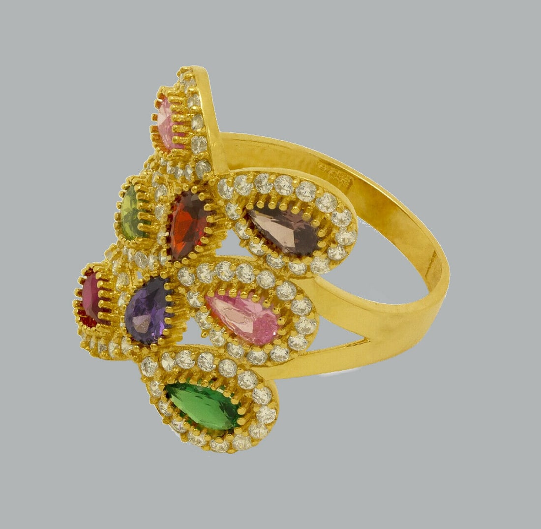 14K YELLOW GOLD CZ COCKTAIL RING (1 of 2)