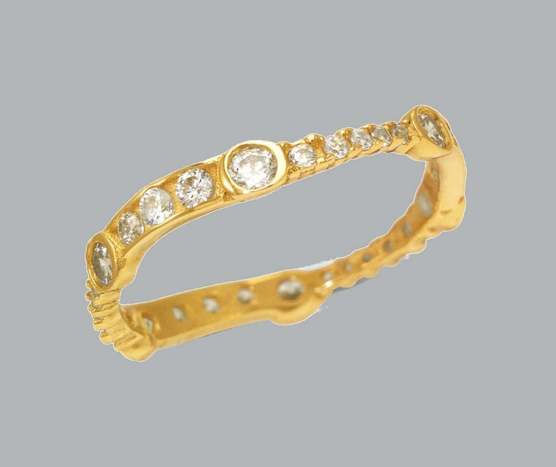 14K YELLOW GOLD FULL ETERNITY CZ BAND RING SIZE 8 (1 of 1)