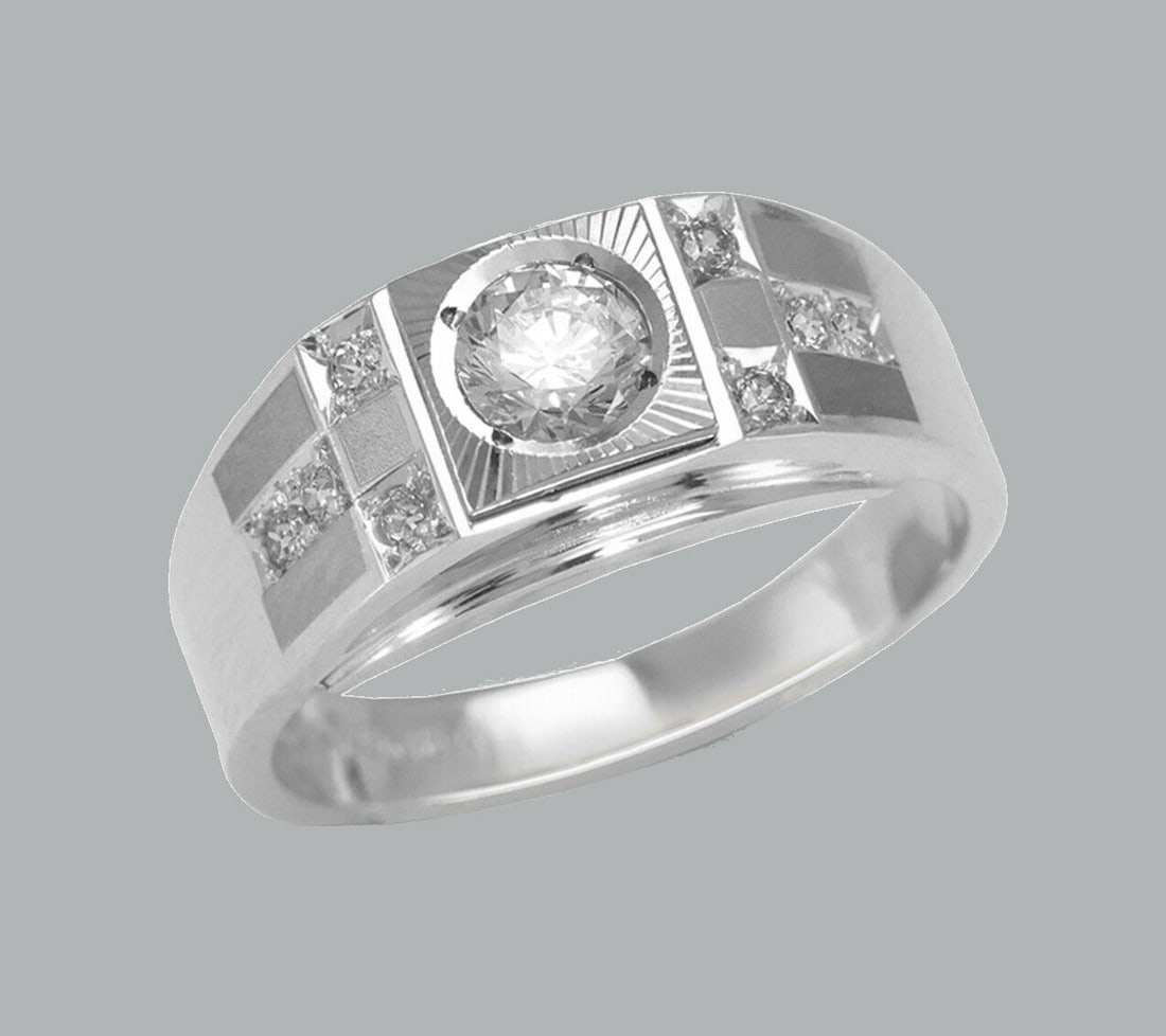 NEW 14K WHITE GOLD LADIES FANCY CZ RING BAND (1 of 1)