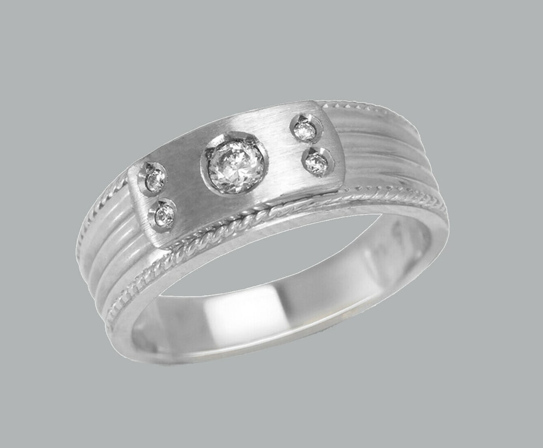 NEW 14K WHITE GOLD LADIES FANCY CZ RING BAND (1 of 1)