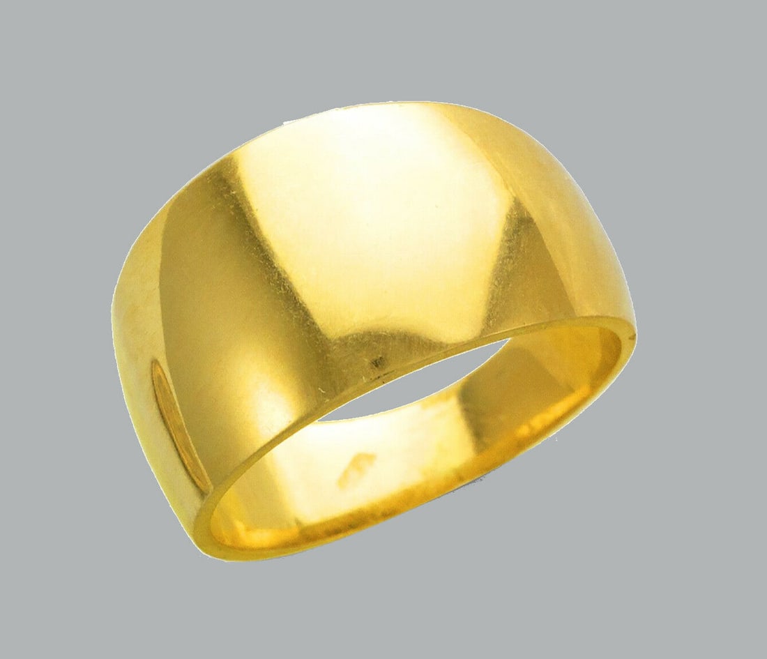 NEW 14K YELLOW GOLD LADIES RING DOME CIGAR BAND (1 of 1)