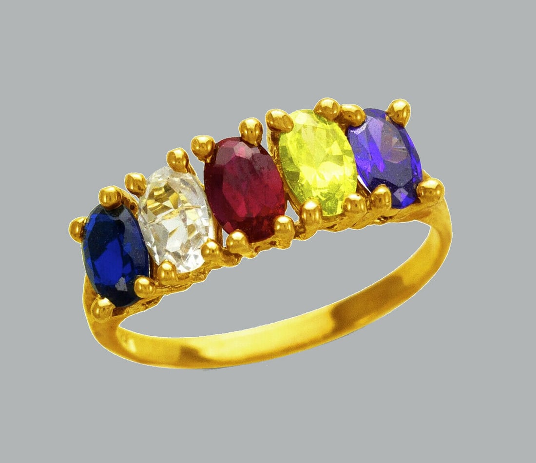 NEW 14K YELLOW GOLD LADIES COLORED CZ RING OVAL (1 of 1)