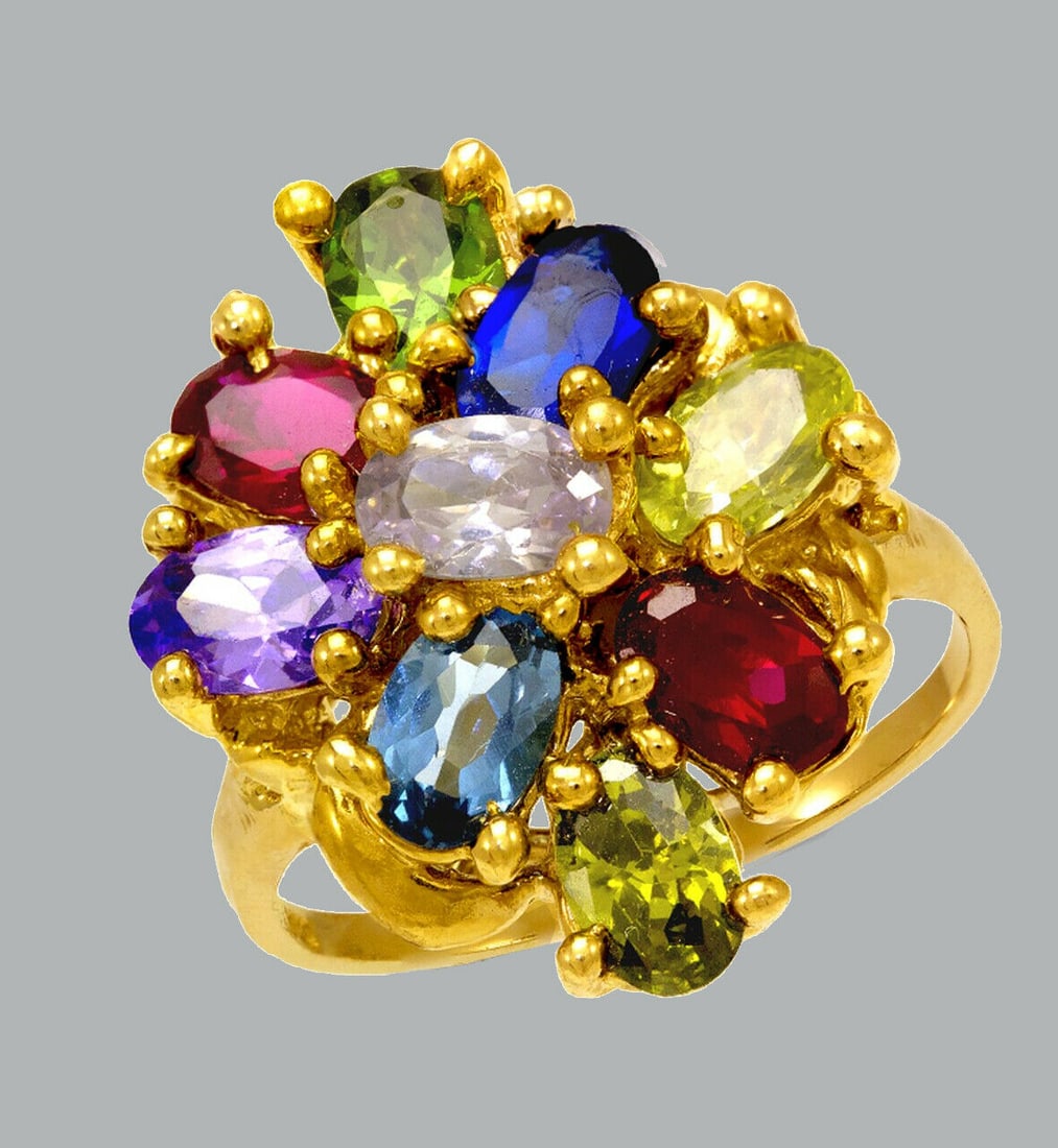 NEW 14K YELLOW GOLD LADIES COLORED CZ RING OVAL CUT (1 of 1)