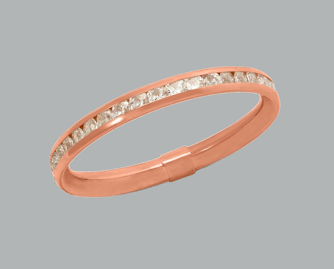 NEW 14K ROSE GOLD LADIES ETERNITY CHANNEL SET CZ RING (1 of 1)