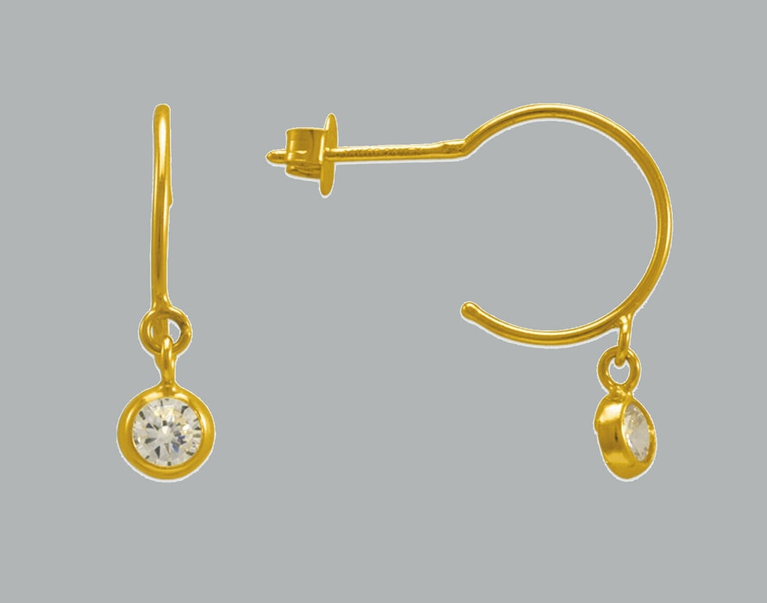 NEW 14K YELLOW GOLD CZ DANGLE EARRINGS (1 of 2)