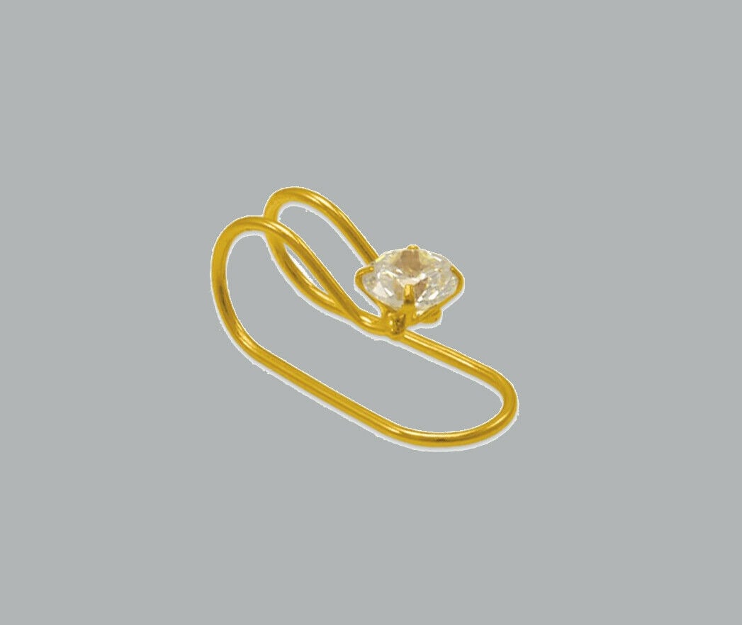 NEW 14K YELLOW GOLD CZ CUFF EARRING: NEW 14K YELLOW GOLD CUFF EARRING New 14K Yellow Gold Earring Measures: 11 x 4mm CZ Earring One piece for one ear Earring has a polished finish Stamp: 14K