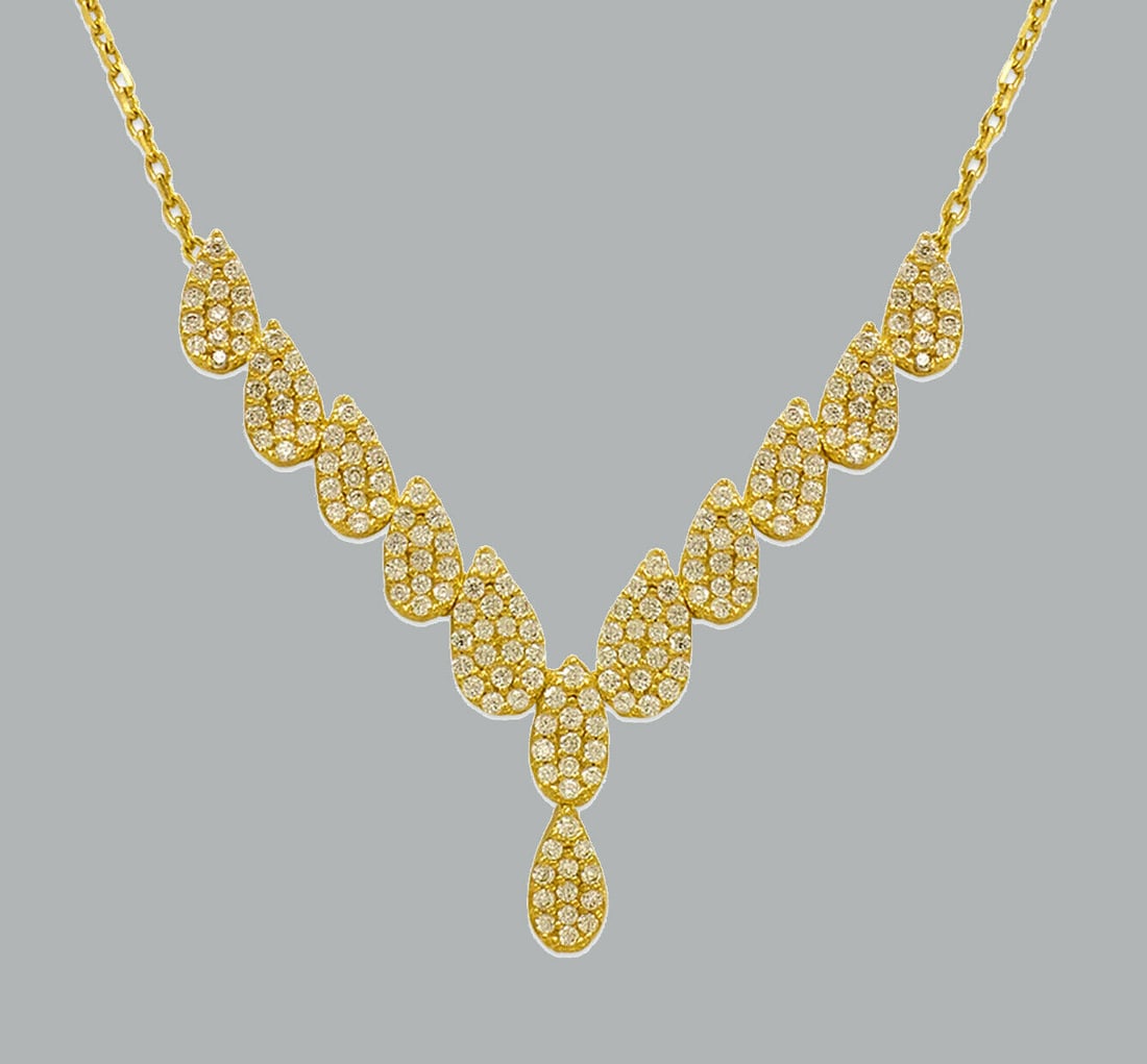 14K YELLOW GOLD LADIES FANCY CZ NECKLACE TEARDROP (1 of 2)