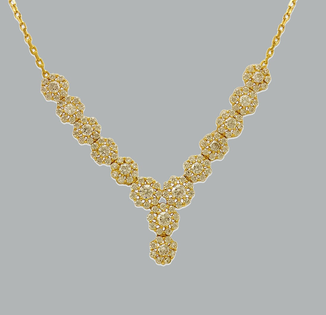 14K YELLOW GOLD LADIES FANCY CZ NECKLACE FLOWER (1 of 2)