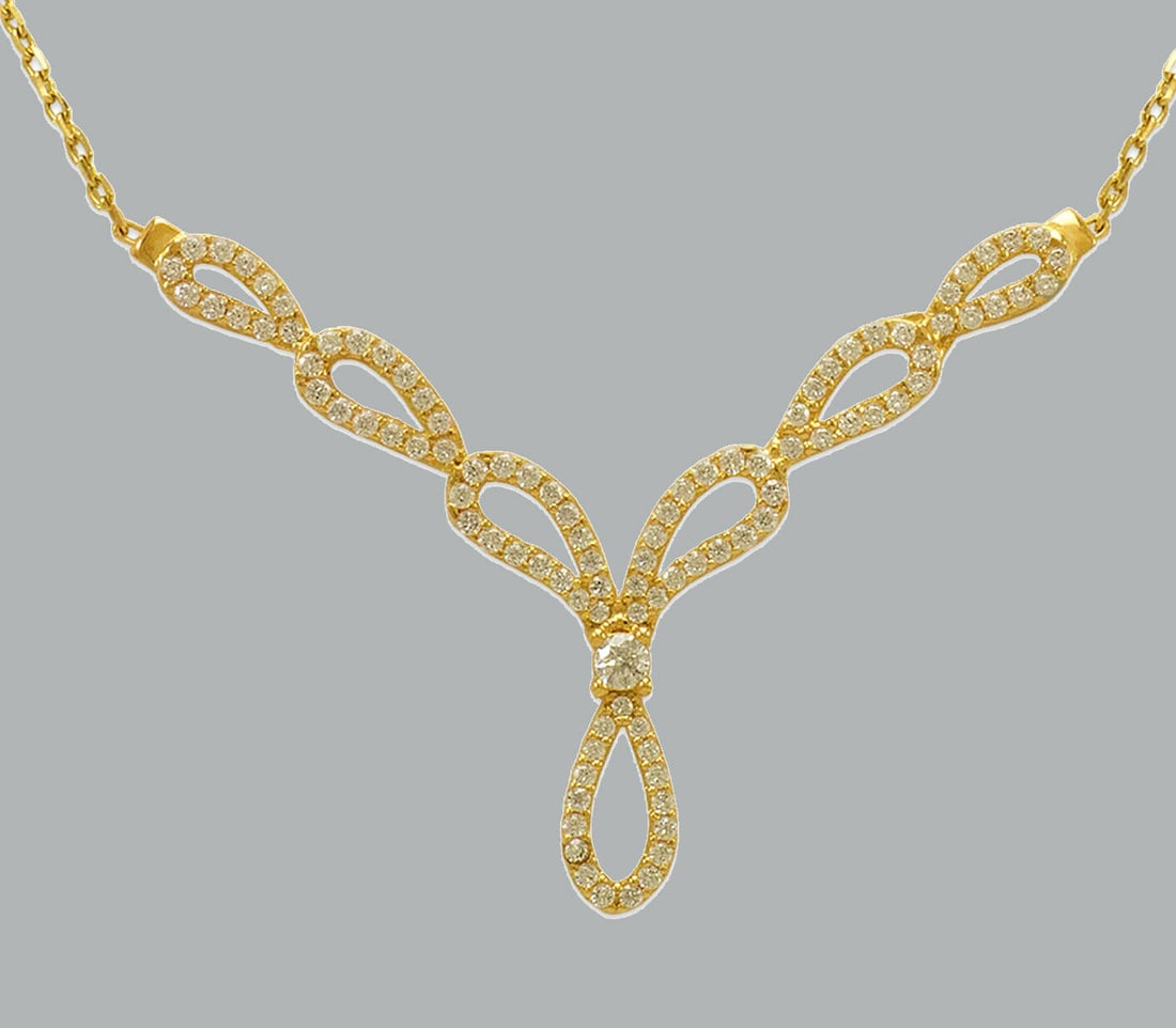 14K YELLOW GOLD LADIES FANCY CZ NECKLACE CHANDELIER (1 of 2)