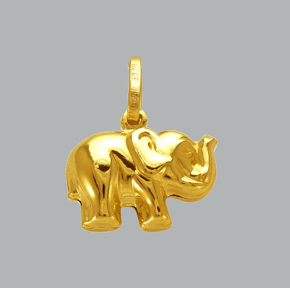 NEW 14K YELLOW GOLD ELEPHANT PENDANT POLISHED (1 of 1)