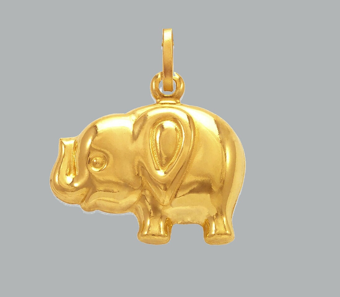 NEW 14K YELLOW GOLD ELEPHANT PENDANT POLISHED (1 of 1)