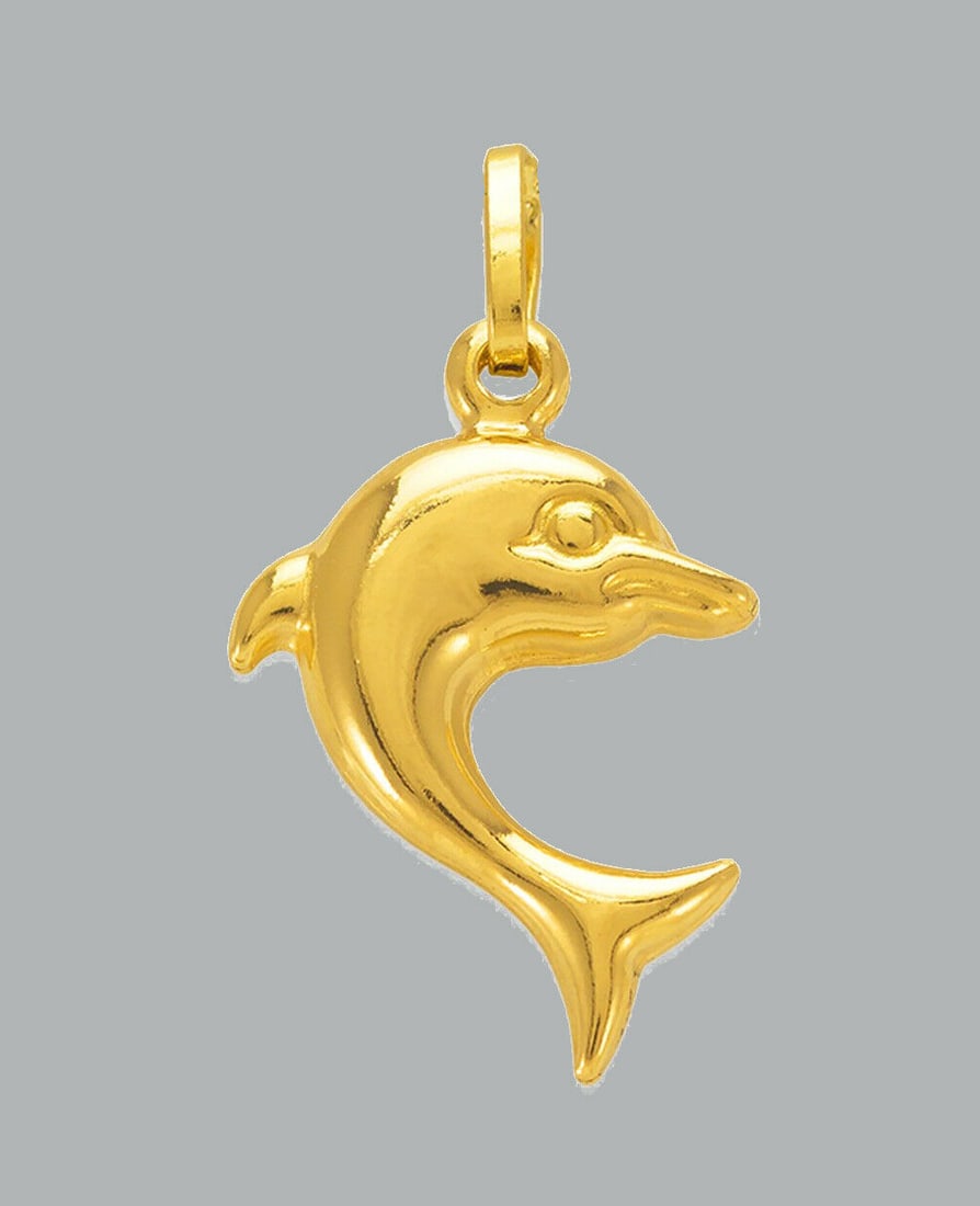 NEW 14K YELLOW GOLD DOLPHIN PENDANT POLISHED (1 of 1)